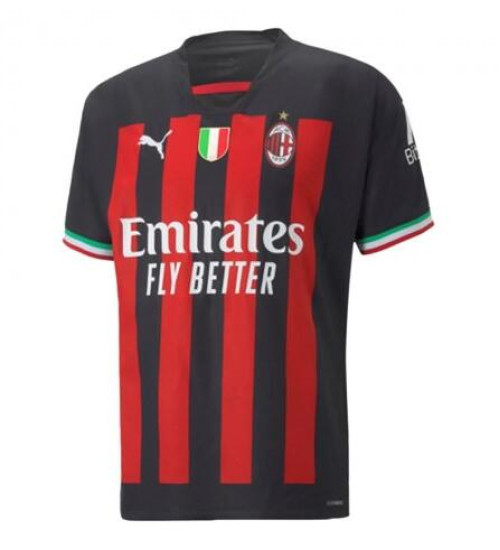 Women CUSTOM Ac Milan Home Red and Black Authentic 2022-23 Jersey